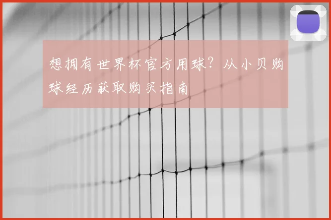 想拥有世界杯官方用球?从小贝购球经历获取购买指南